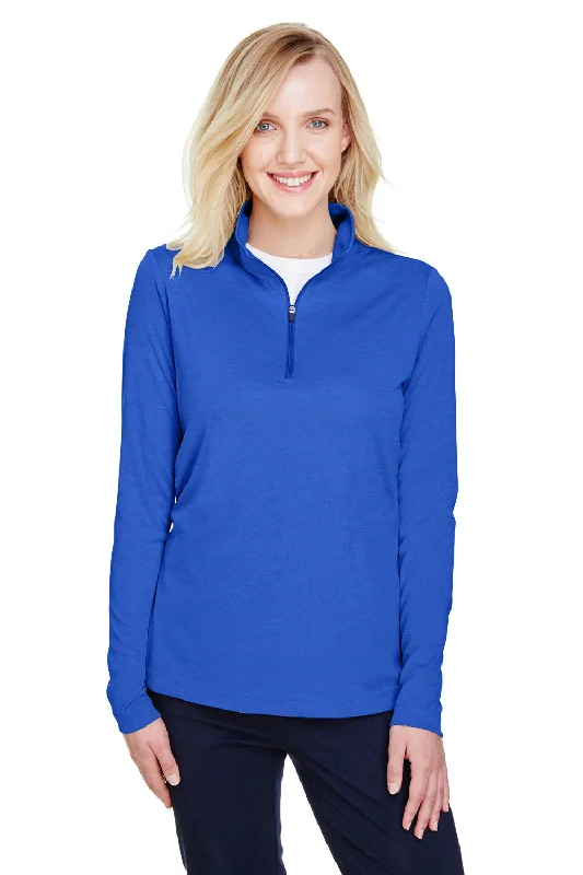 Team 365 Womens Zone Sonic Performance Moisture Wicking 1/4 Zip Sweatshirt - Heather Royal Blue Hoodie with Lace Feminine Delicate