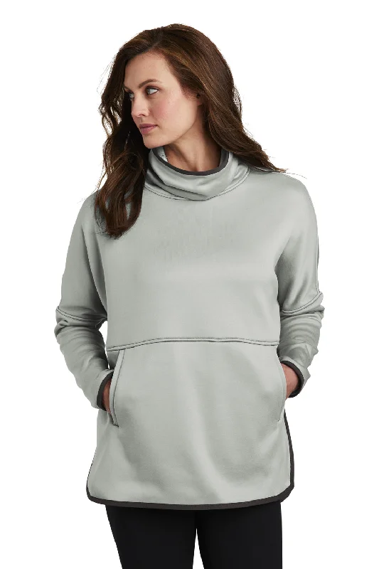 The North Face Womens Canyon Flats Fleece Poncho Sweatshirt w/ Pouch Pocket - Heather High Rise Grey - Closeout Hoodie with Hem Contrast Bold Stylish