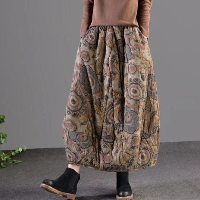 Thick Retro Elastic Waist Skirt wool skirt breathable