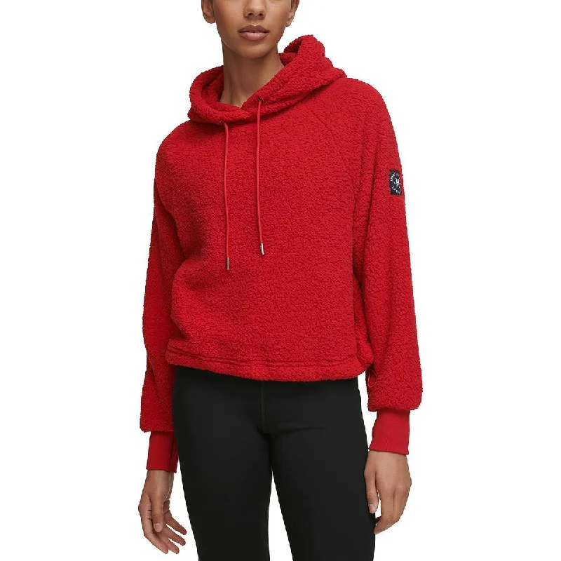 Tommy Hilfiger Sport Womens Sherpa Hoodie Hoodie with Lace Feminine Delicate