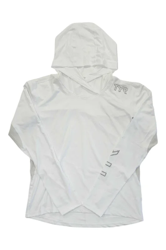 TYR Women's Solid Sundefense Vented Hooded Crew Hoodie with Strings Custom Fit Adjustable TYR Women's Solid Sundefense Vented Hooded Crew Hoodie with Strings Custom Fit Adjustable