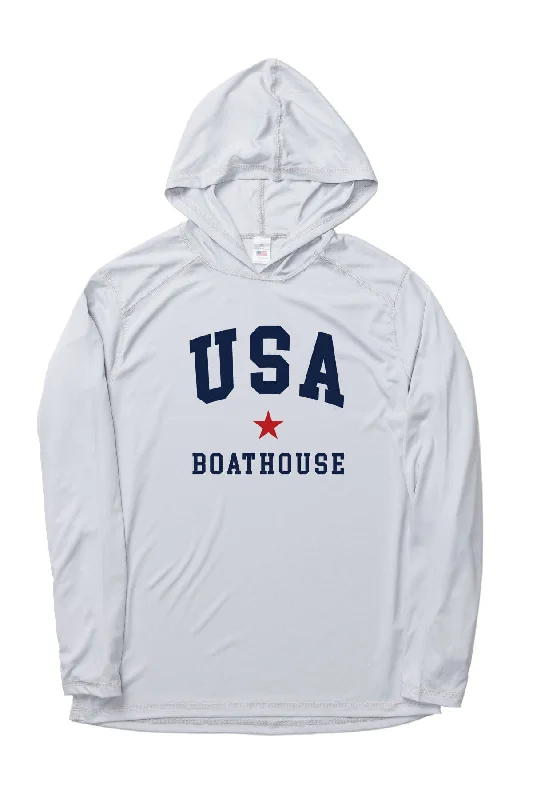 Unisex UV Protection USA Long Sleeve Hoodie Hoodie with Slit Hem Functional Movement Unisex UV Protection USA Long Sleeve Hoodie Hoodie with Slit Hem Functional Movement