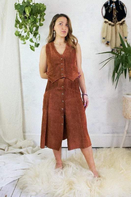 Vintage Sienna Suede Vest + Skirt Set silk skirt sleek