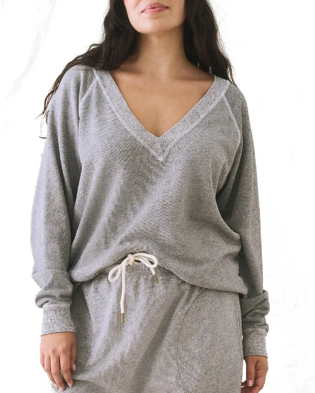 V-Neck Sweatshirt Cotton Hoodie Fleece Lining Warmth