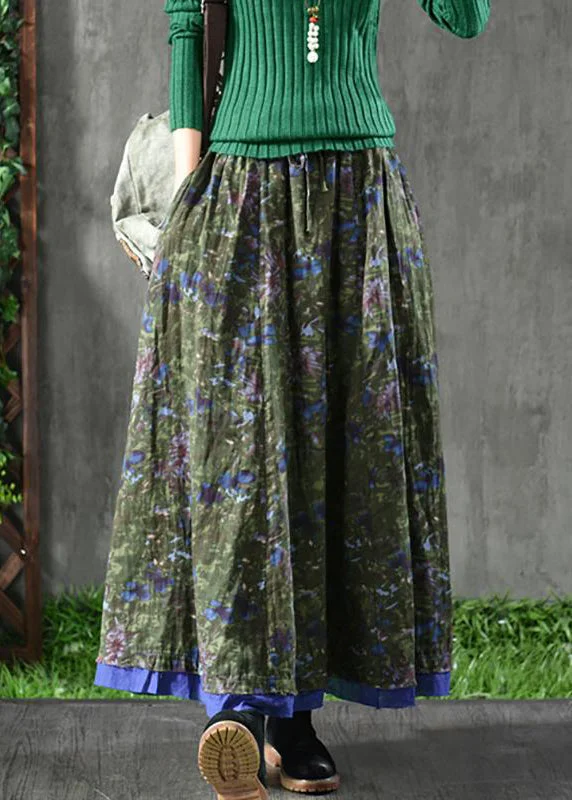 Women Spring Double Layers Floral Printing Skirt tulle skirt dreamy