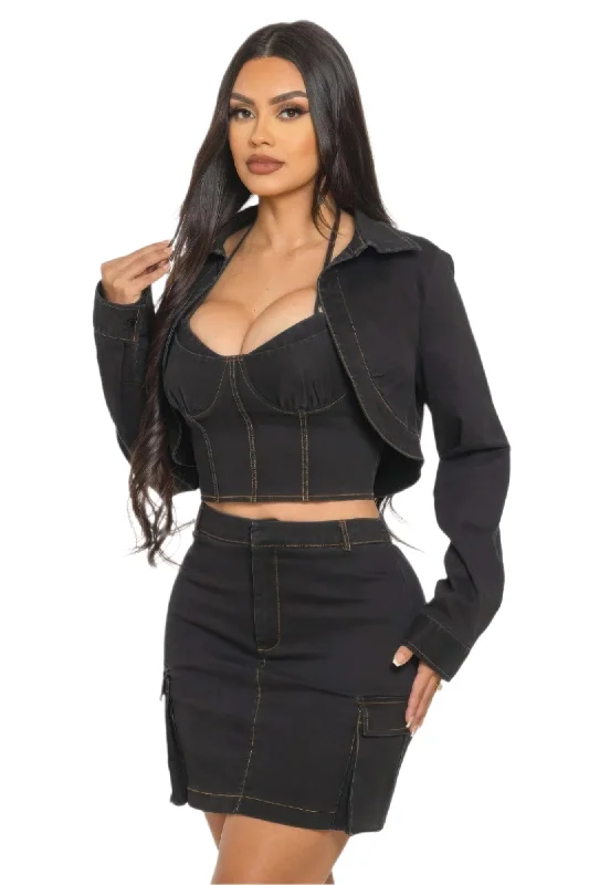Women's 3PC Outfit Skirt Set cashmere skirt rich