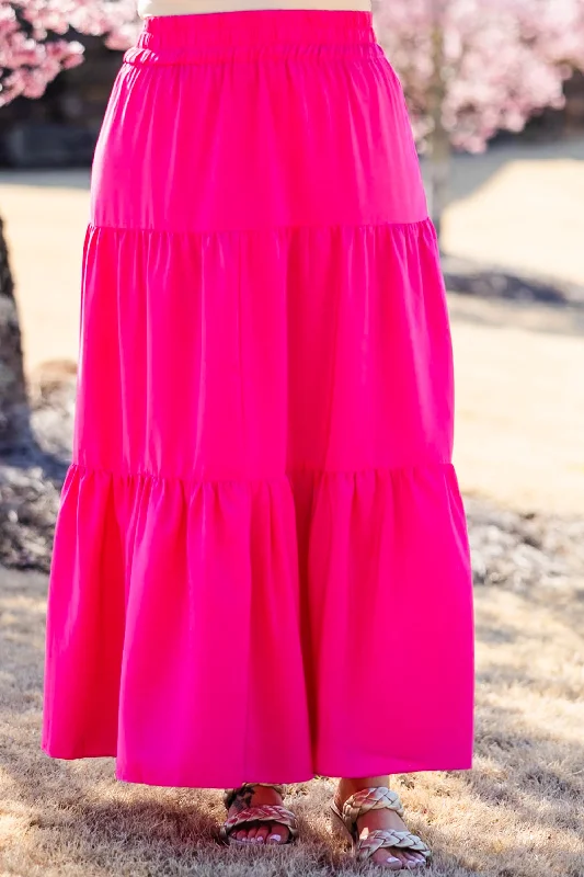 You're Glowing Maxi Skirt, Hot Pink low waist skirt